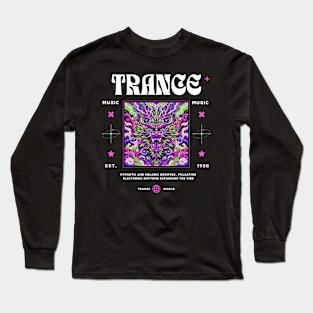 TRANCE  - Trippy Dragon Face (White) Long Sleeve T-Shirt